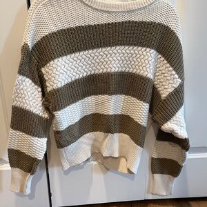 a new day Striped Sweater - Cream and Brown